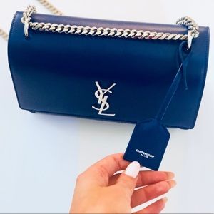 Saint Laurent Sunset medium bag in blue leather